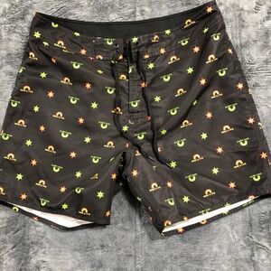 Stussy Board Shorts Mens 36 Black One Love Rainbow Star Print Swim‎ Trunks